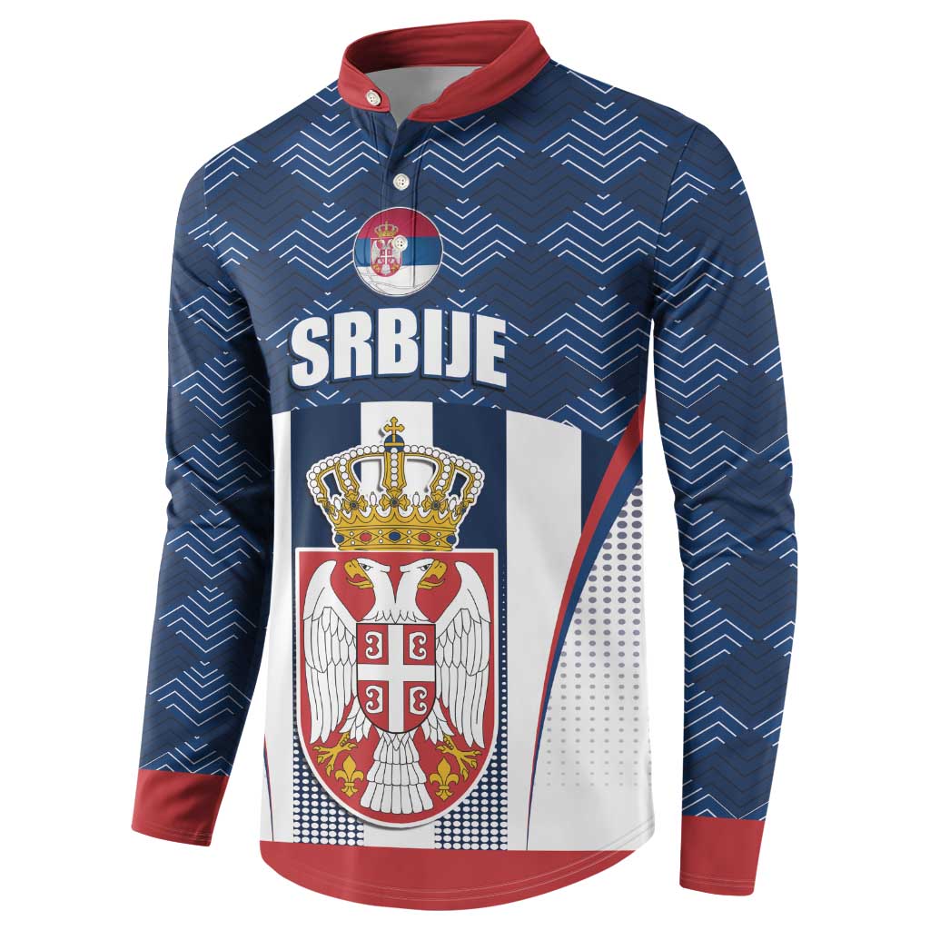 Custom Serbia Basketball Champions Button Sweatshirt Sporty Style with Coat of Arms