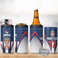 Custom Serbia Basketball Champions 4 in 1 Can Cooler Tumbler Sporty Style with Coat of Arms