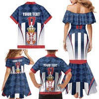 Custom Serbia Basketball Champions Family Matching Mermaid Dress and Hawaiian Shirt Sporty Style with Coat of Arms