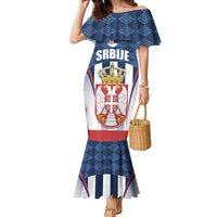 Custom Serbia Basketball Champions Family Matching Mermaid Dress and Hawaiian Shirt Sporty Style with Coat of Arms