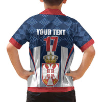 Custom Serbia Basketball Champions Family Matching Off The Shoulder Long Sleeve Dress and Hawaiian Shirt Sporty Style with Coat of Arms