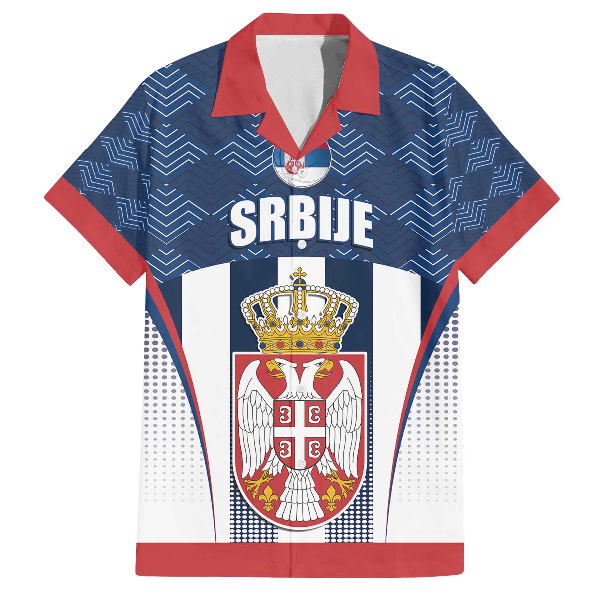 Custom Serbia Basketball Champions Family Matching Off The Shoulder Long Sleeve Dress and Hawaiian Shirt Sporty Style with Coat of Arms