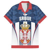 Custom Serbia Basketball Champions Family Matching Off The Shoulder Long Sleeve Dress and Hawaiian Shirt Sporty Style with Coat of Arms