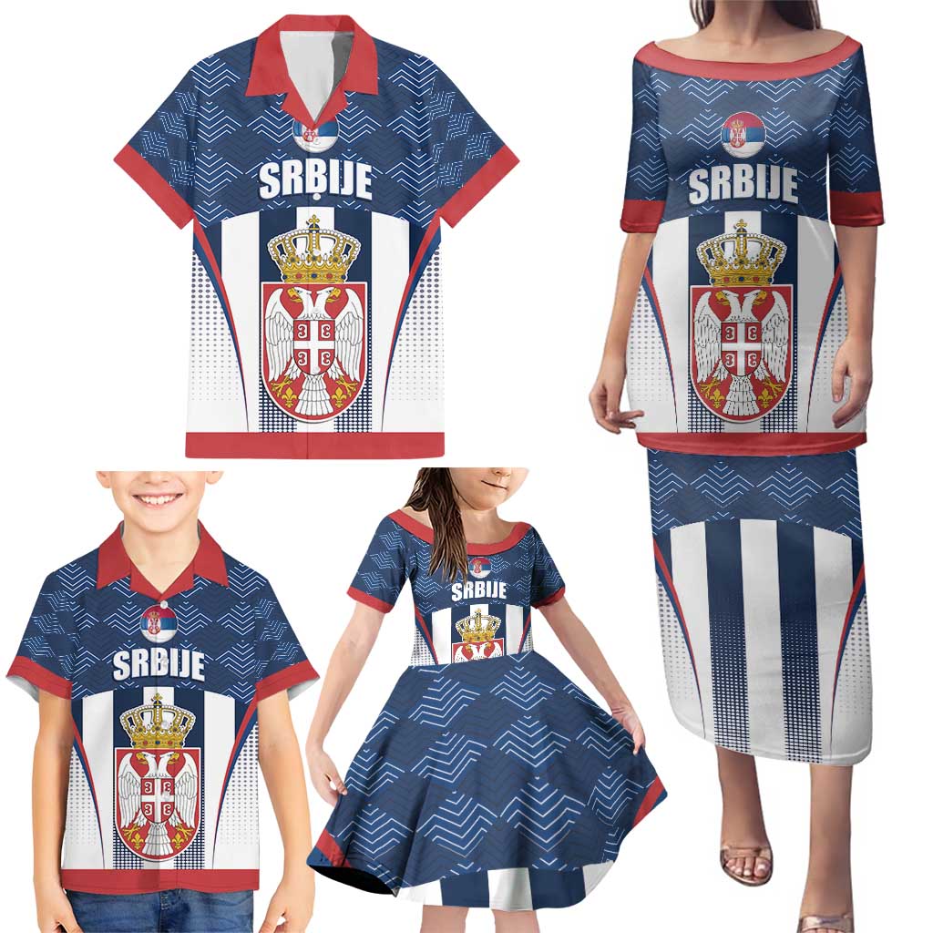 Custom Serbia Basketball Champions Family Matching Puletasi and Hawaiian Shirt Sporty Style with Coat of Arms