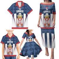 Custom Serbia Basketball Champions Family Matching Puletasi and Hawaiian Shirt Sporty Style with Coat of Arms
