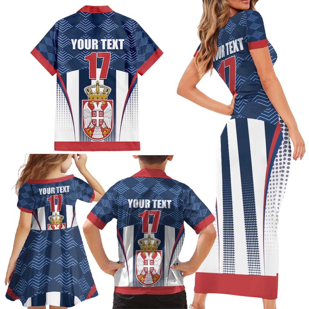 Custom Serbia Basketball Champions Family Matching Short Sleeve Bodycon Dress and Hawaiian Shirt Sporty Style with Coat of Arms
