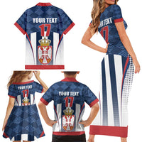 Custom Serbia Basketball Champions Family Matching Short Sleeve Bodycon Dress and Hawaiian Shirt Sporty Style with Coat of Arms