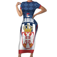 Custom Serbia Basketball Champions Family Matching Short Sleeve Bodycon Dress and Hawaiian Shirt Sporty Style with Coat of Arms