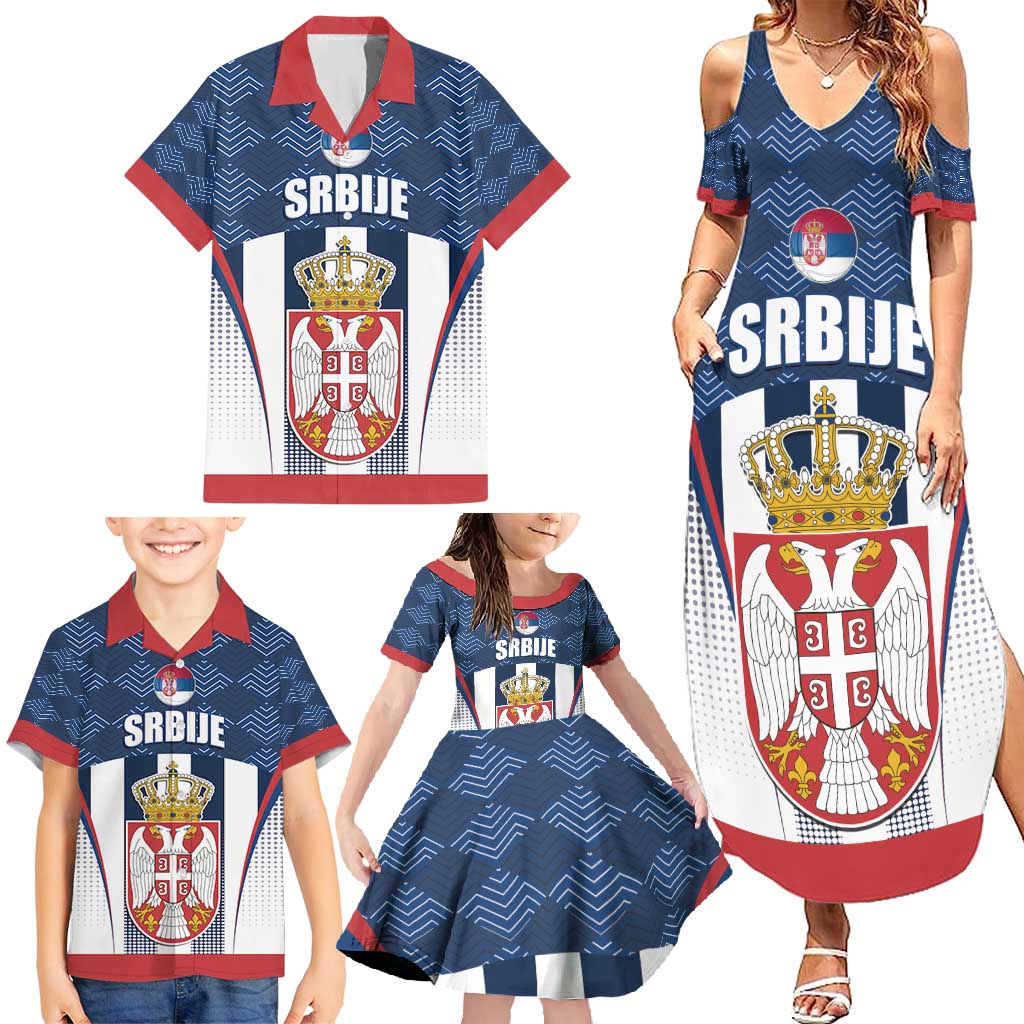 Custom Serbia Basketball Champions Family Matching Summer Maxi Dress and Hawaiian Shirt Sporty Style with Coat of Arms