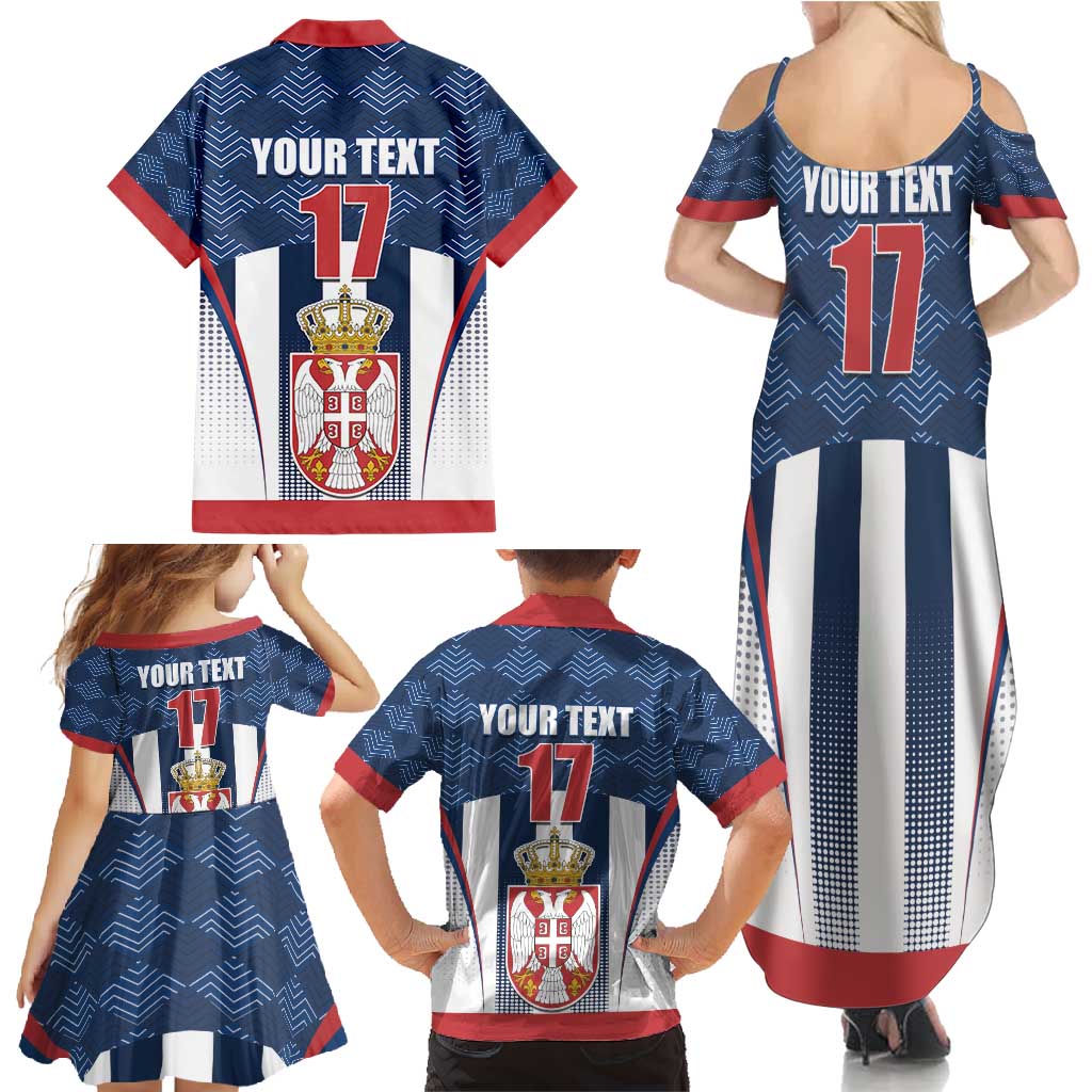Custom Serbia Basketball Champions Family Matching Summer Maxi Dress and Hawaiian Shirt Sporty Style with Coat of Arms