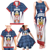 Custom Serbia Basketball Champions Family Matching Tank Maxi Dress and Hawaiian Shirt Sporty Style with Coat of Arms
