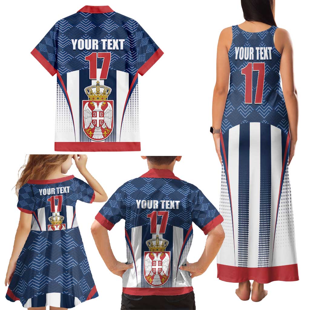 Custom Serbia Basketball Champions Family Matching Tank Maxi Dress and Hawaiian Shirt Sporty Style with Coat of Arms