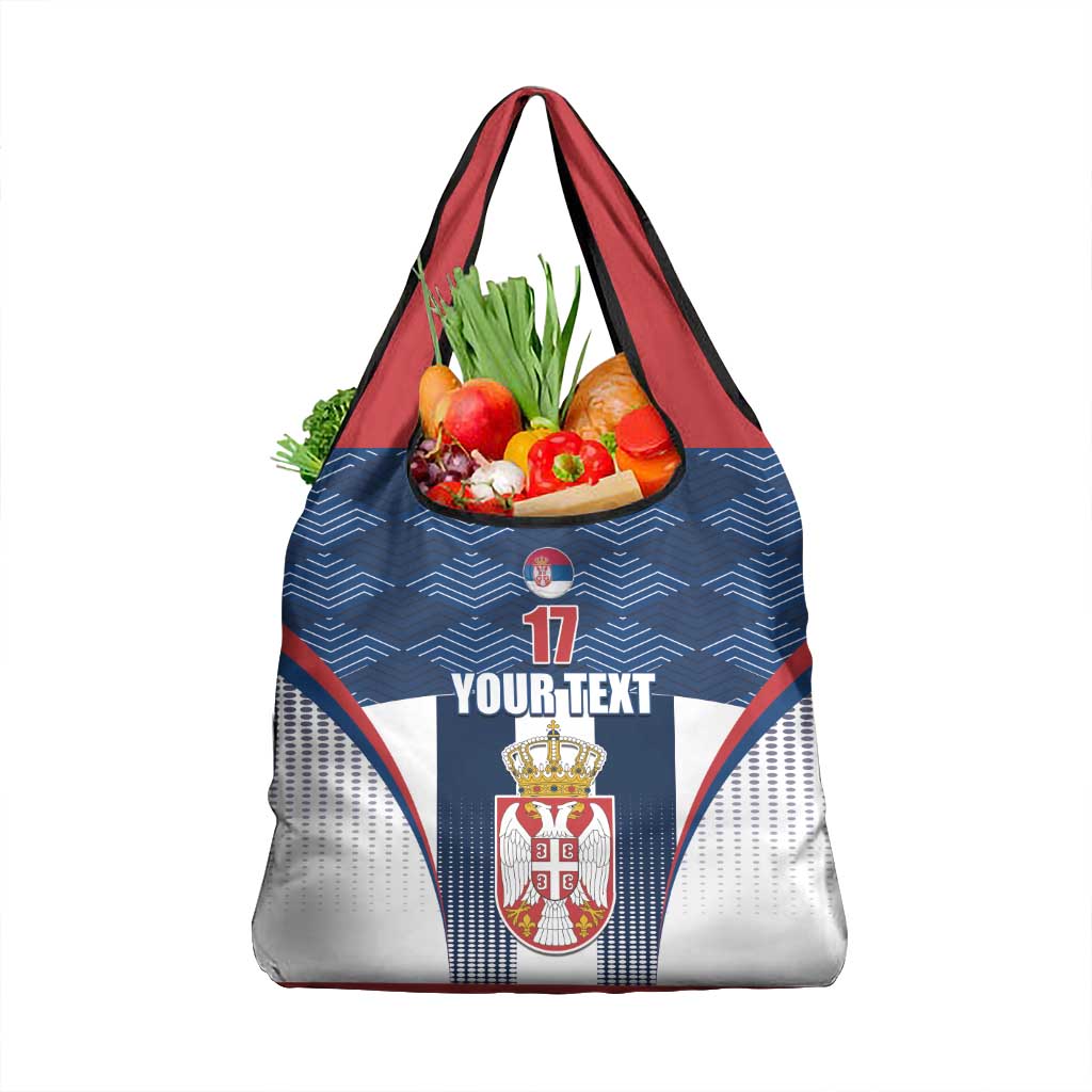 Custom Serbia Basketball Champions Grocery Bag Sporty Style with Coat of Arms