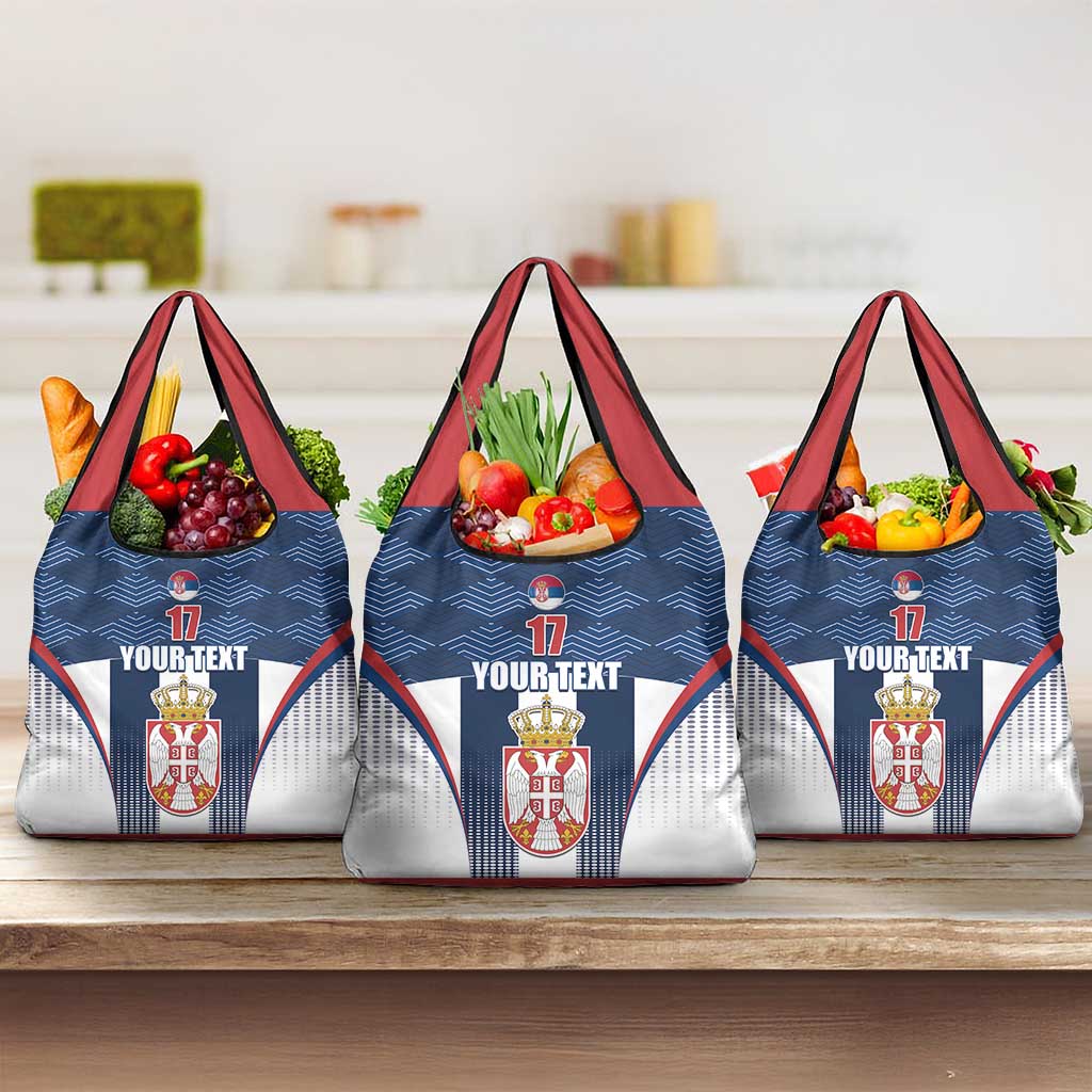 Custom Serbia Basketball Champions Grocery Bag Sporty Style with Coat of Arms