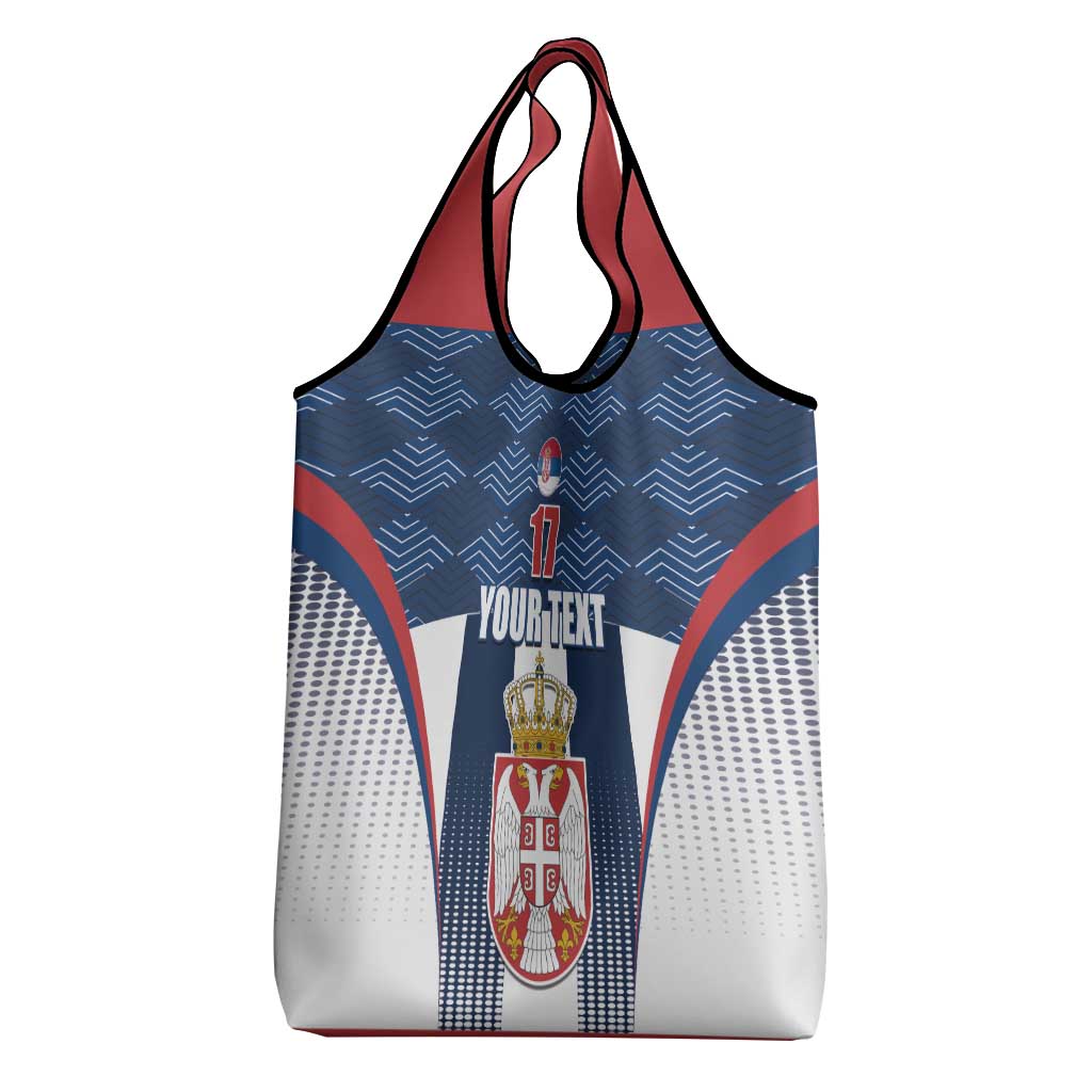 Custom Serbia Basketball Champions Grocery Bag Sporty Style with Coat of Arms