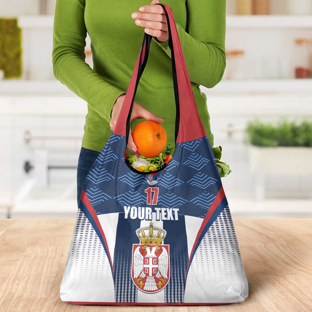 Custom Serbia Basketball Champions Grocery Bag Sporty Style with Coat of Arms