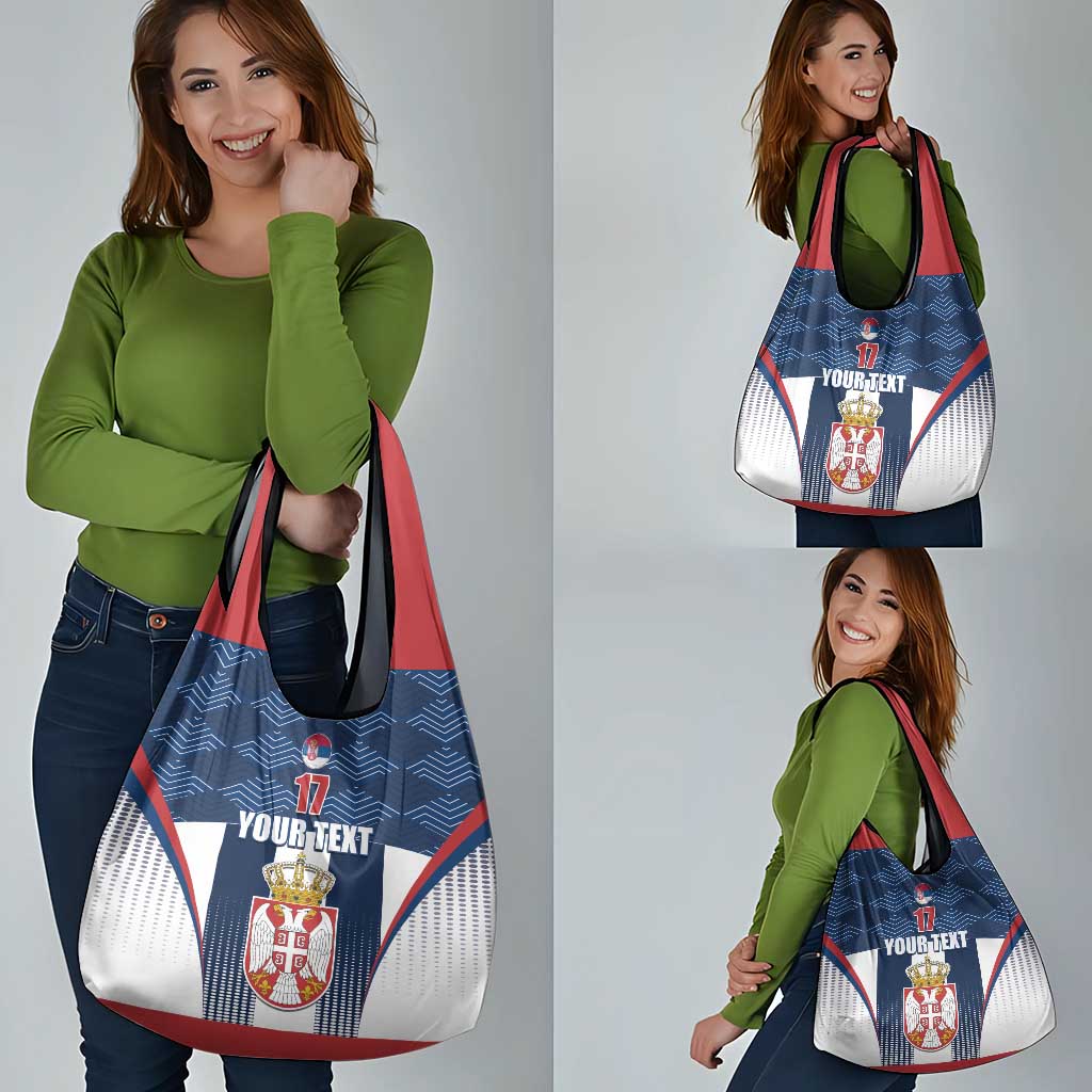 Custom Serbia Basketball Champions Grocery Bag Sporty Style with Coat of Arms