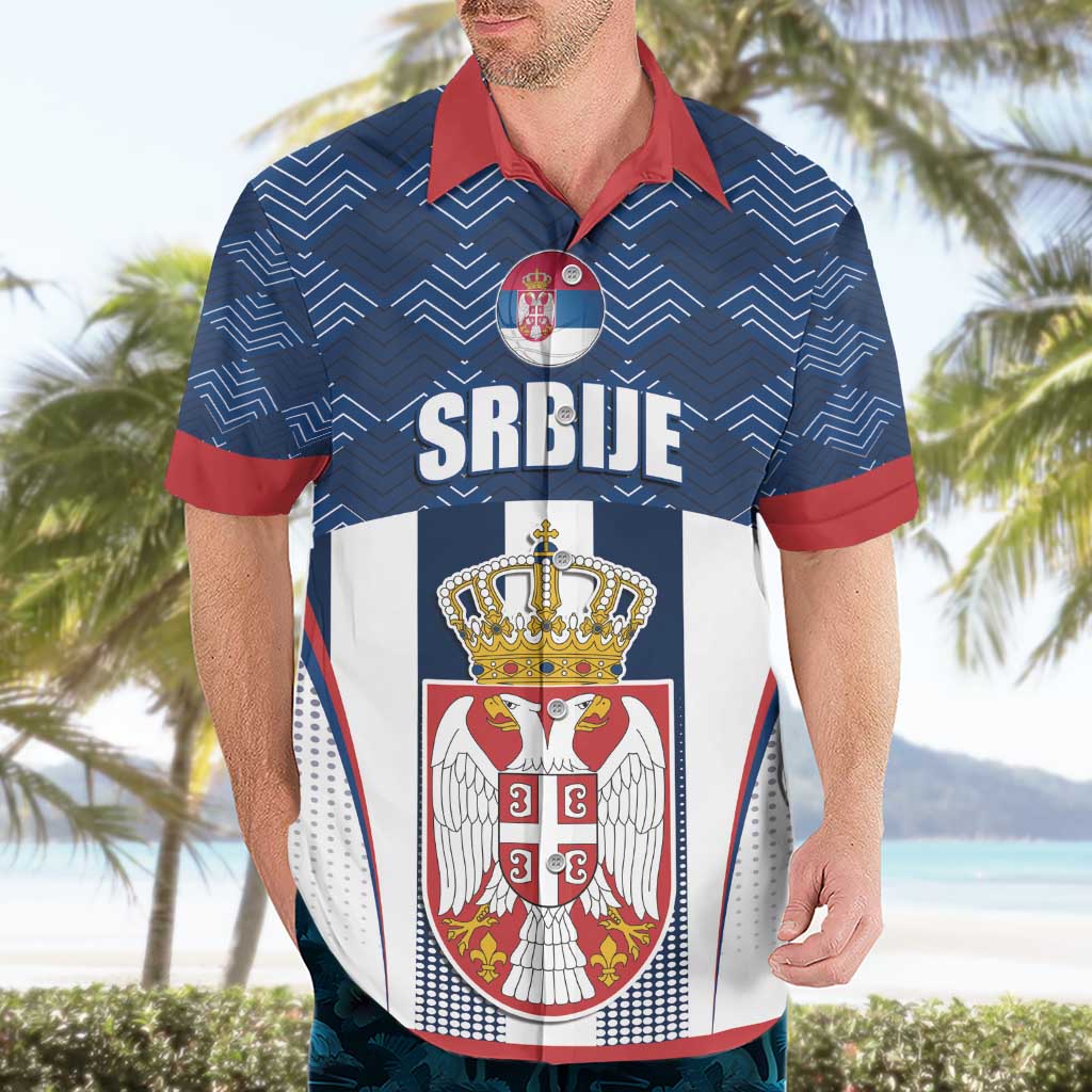 Custom Serbia Basketball Champions Hawaiian Shirt Sporty Style with Coat of Arms