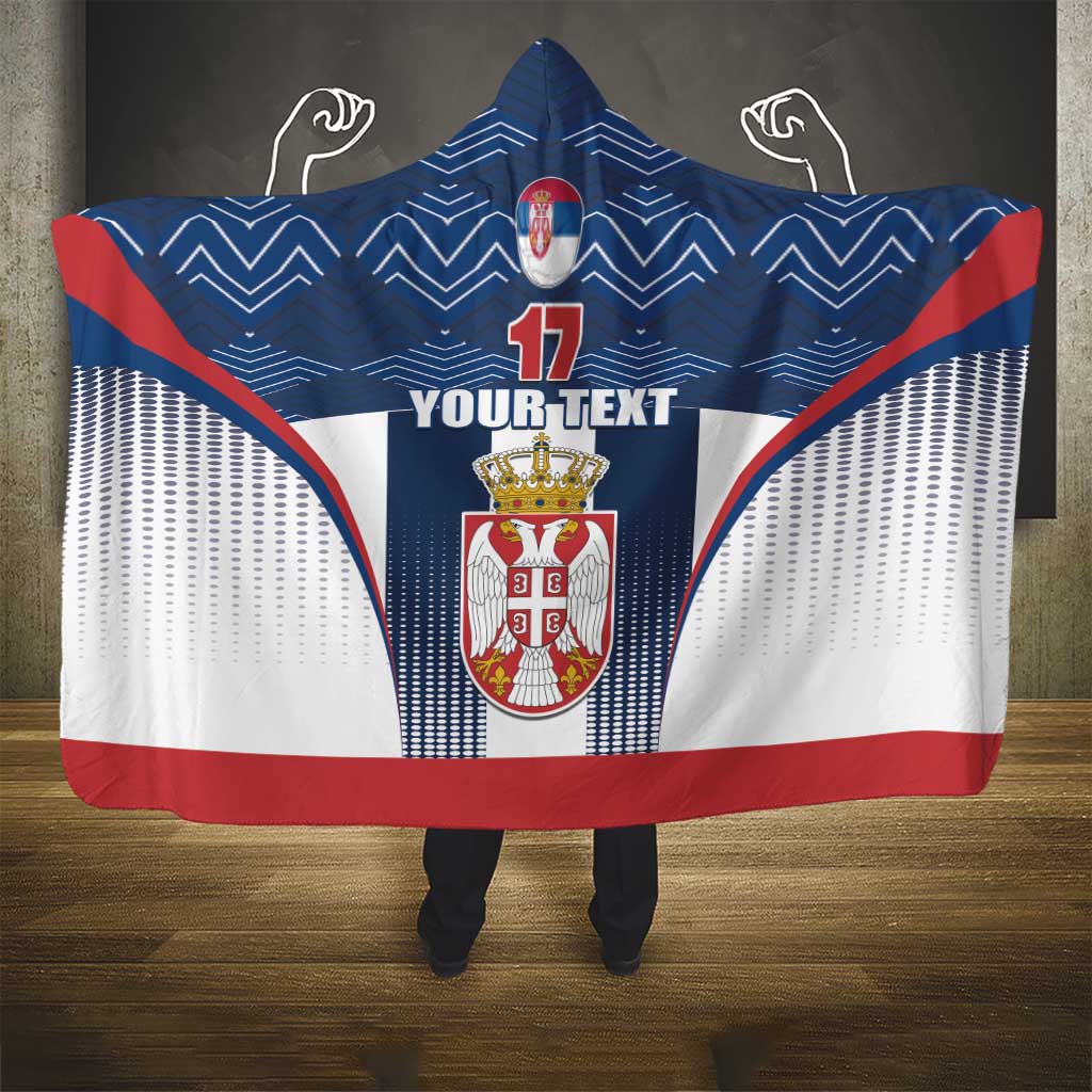Custom Serbia Basketball Champions Hooded Blanket Sporty Style with Coat of Arms