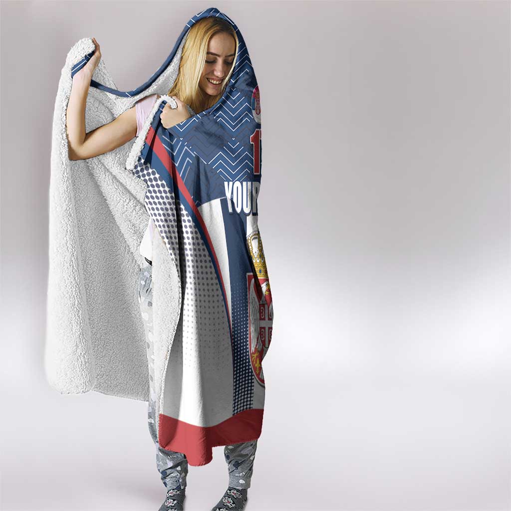 Custom Serbia Basketball Champions Hooded Blanket Sporty Style with Coat of Arms