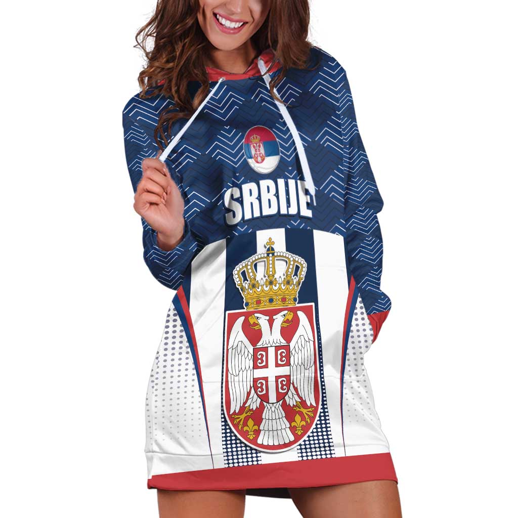 Custom Serbia Basketball Champions Hoodie Dress Sporty Style with Coat of Arms