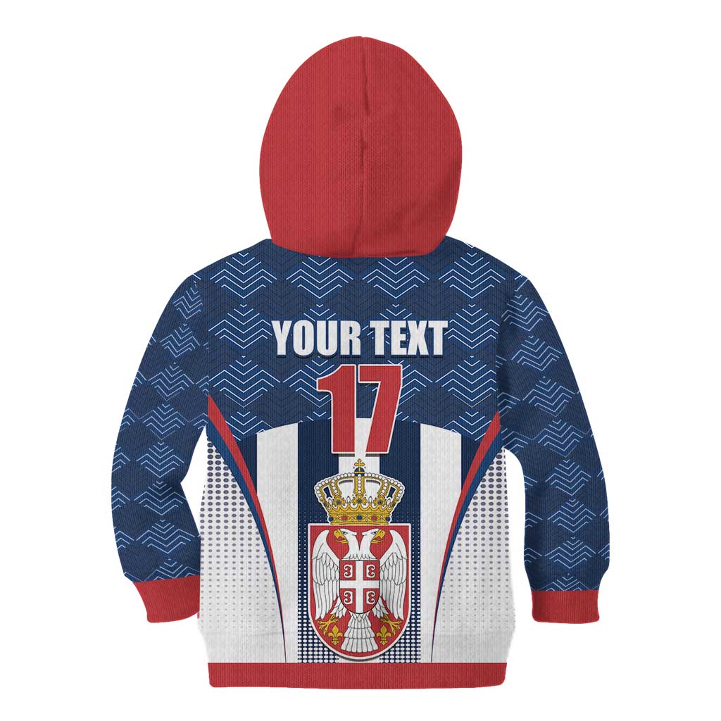 Custom Serbia Basketball Champions Kid Hoodie Sporty Style with Coat of Arms