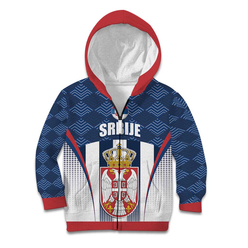 Custom Serbia Basketball Champions Kid Hoodie Sporty Style with Coat of Arms