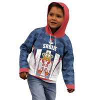 Custom Serbia Basketball Champions Kid Hoodie Sporty Style with Coat of Arms