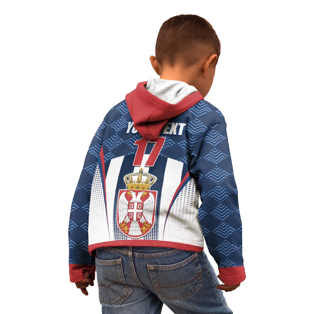 Custom Serbia Basketball Champions Kid Hoodie Sporty Style with Coat of Arms