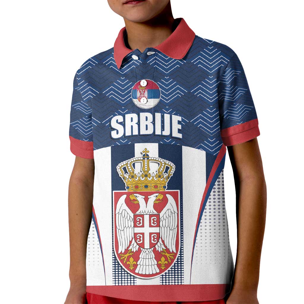 Custom Serbia Basketball Champions Kid Polo Shirt Sporty Style with Coat of Arms
