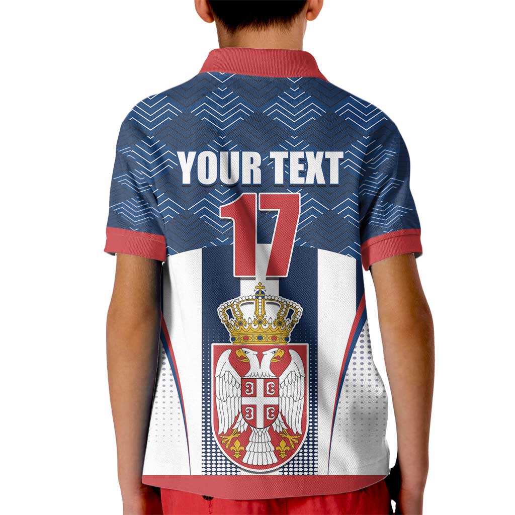 Custom Serbia Basketball Champions Kid Polo Shirt Sporty Style with Coat of Arms