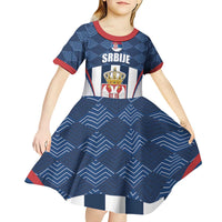 Custom Serbia Basketball Champions Kid Short Sleeve Dress Sporty Style with Coat of Arms
