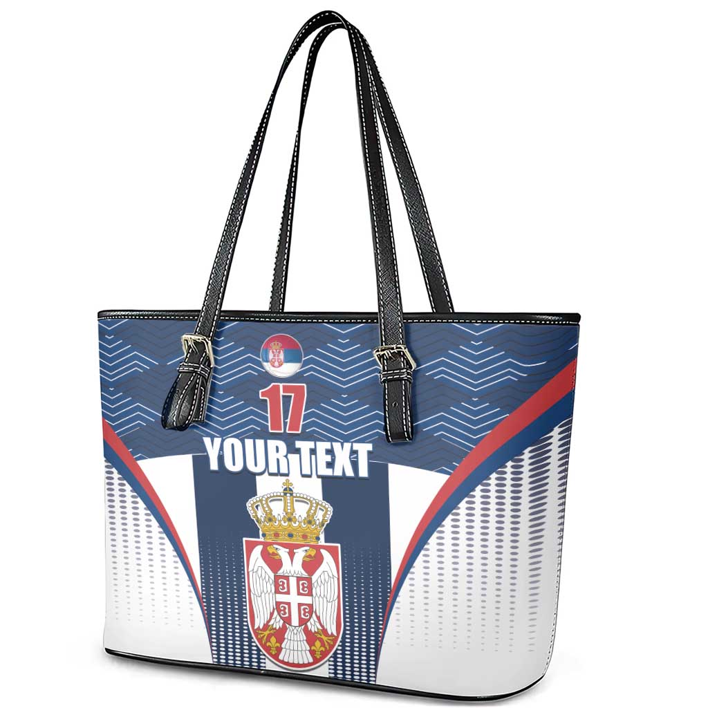 Custom Serbia Basketball Champions Leather Tote Bag Sporty Style with Coat of Arms