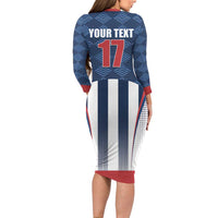 Custom Serbia Basketball Champions Long Sleeve Bodycon Dress Sporty Style with Coat of Arms