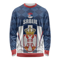 Custom Serbia Basketball Champions Long Sleeve Shirt Sporty Style with Coat of Arms