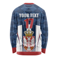Custom Serbia Basketball Champions Long Sleeve Shirt Sporty Style with Coat of Arms