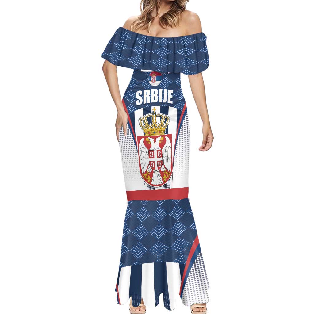 Custom Serbia Basketball Champions Mermaid Dress Sporty Style with Coat of Arms