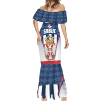 Custom Serbia Basketball Champions Mermaid Dress Sporty Style with Coat of Arms