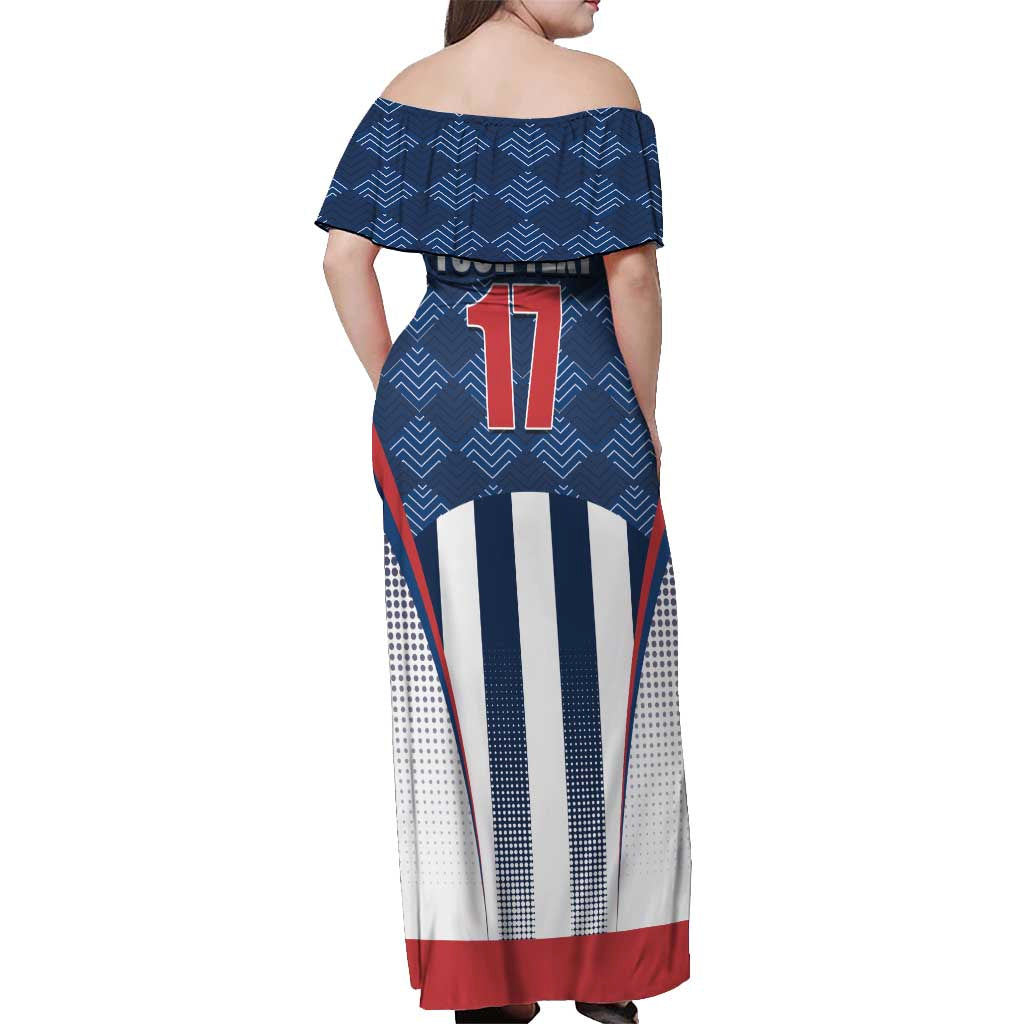 Custom Serbia Basketball Champions Off Shoulder Maxi Dress Sporty Style with Coat of Arms