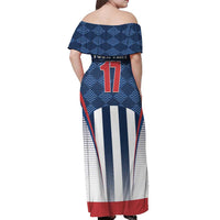 Custom Serbia Basketball Champions Off Shoulder Maxi Dress Sporty Style with Coat of Arms