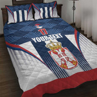 Custom Serbia Basketball Champions Quilt Bed Set Sporty Style with Coat of Arms