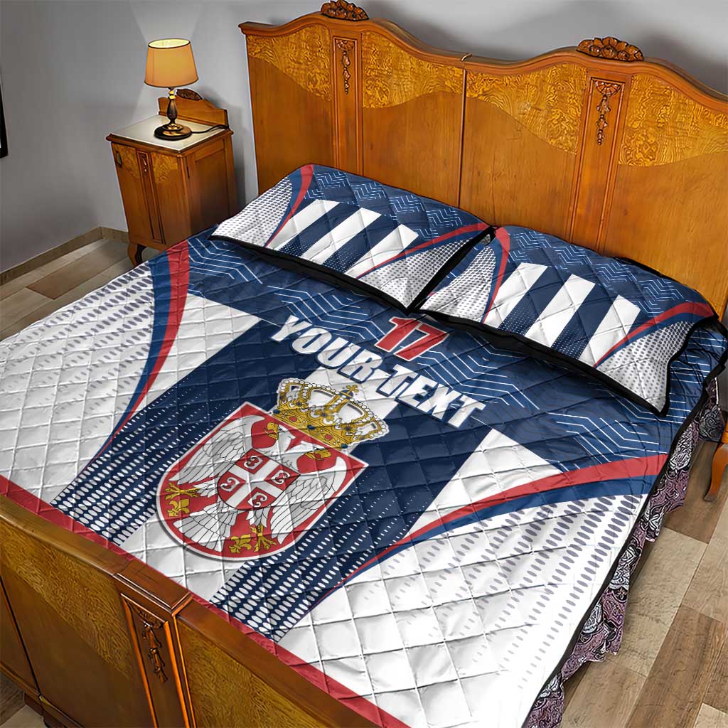 Custom Serbia Basketball Champions Quilt Bed Set Sporty Style with Coat of Arms