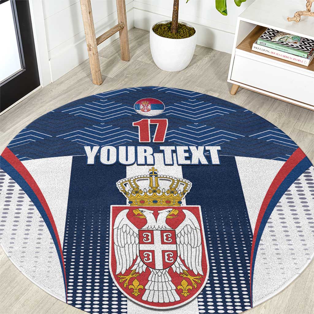 Custom Serbia Basketball Champions Round Carpet Sporty Style with Coat of Arms