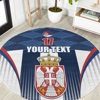 Custom Serbia Basketball Champions Round Carpet Sporty Style with Coat of Arms