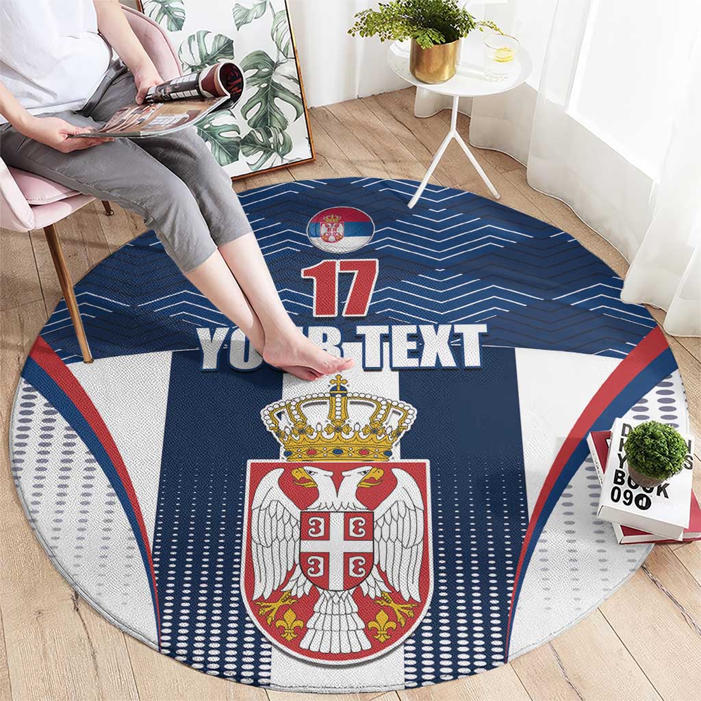 Custom Serbia Basketball Champions Round Carpet Sporty Style with Coat of Arms