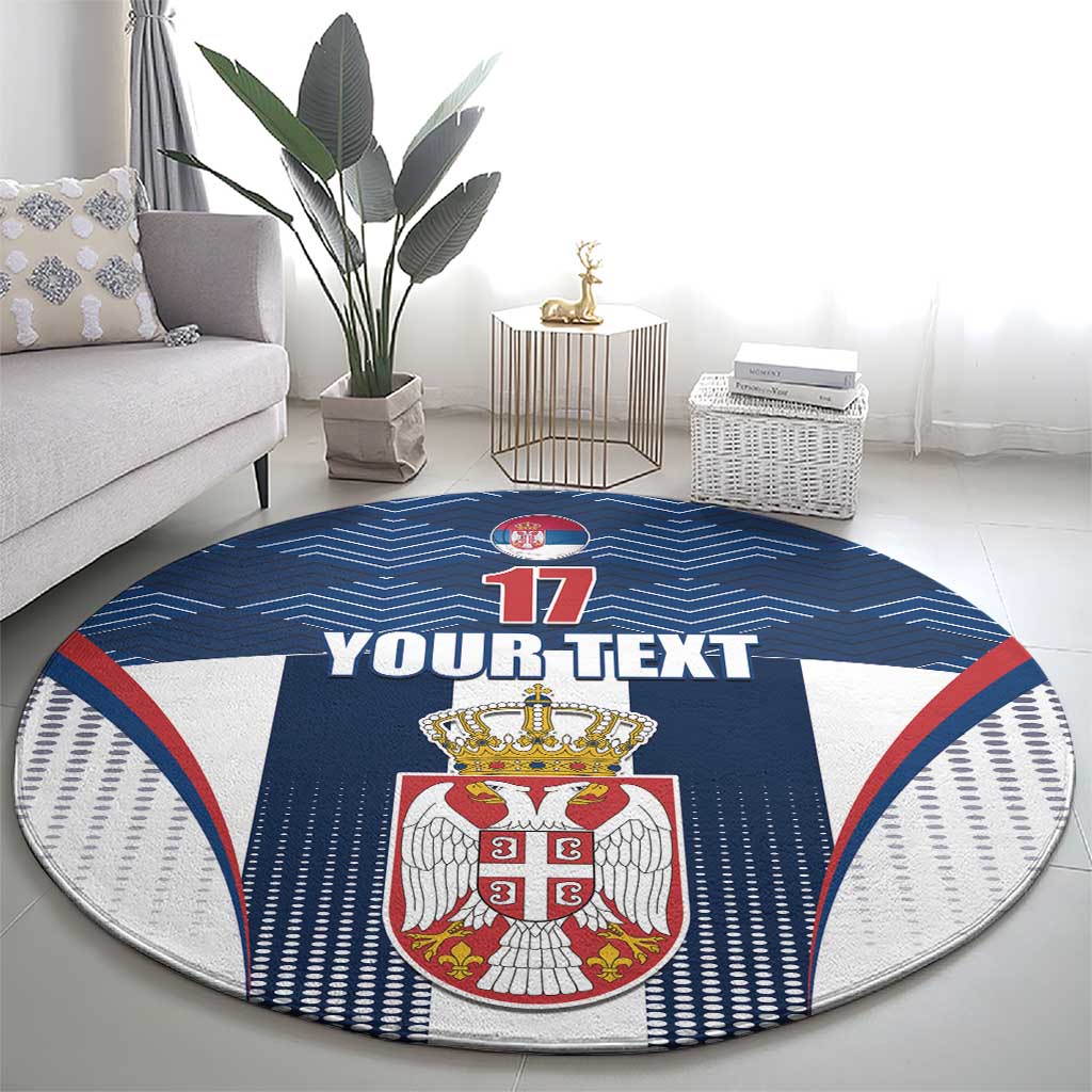 Custom Serbia Basketball Champions Round Carpet Sporty Style with Coat of Arms