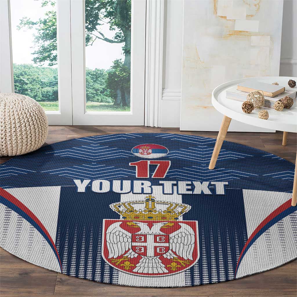 Custom Serbia Basketball Champions Round Carpet Sporty Style with Coat of Arms