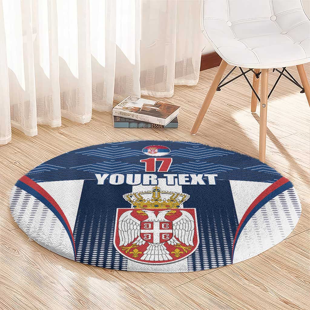 Custom Serbia Basketball Champions Round Carpet Sporty Style with Coat of Arms