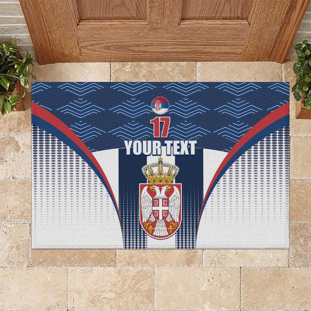 Custom Serbia Basketball Champions Rubber Doormat Sporty Style with Coat of Arms