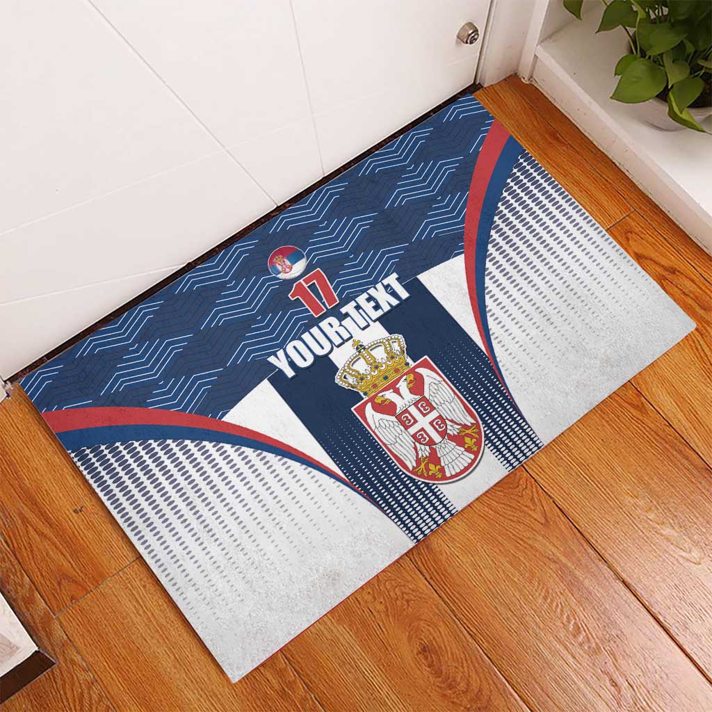 Custom Serbia Basketball Champions Rubber Doormat Sporty Style with Coat of Arms